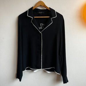 PYJAMA Style Button Up Dress Shirt - Size Medium